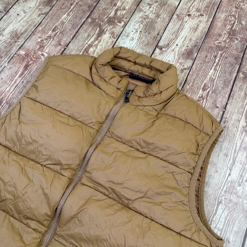 Swiss Tech Puffer Vest Mens Medium Brown Lightweight Quilted Zip Up